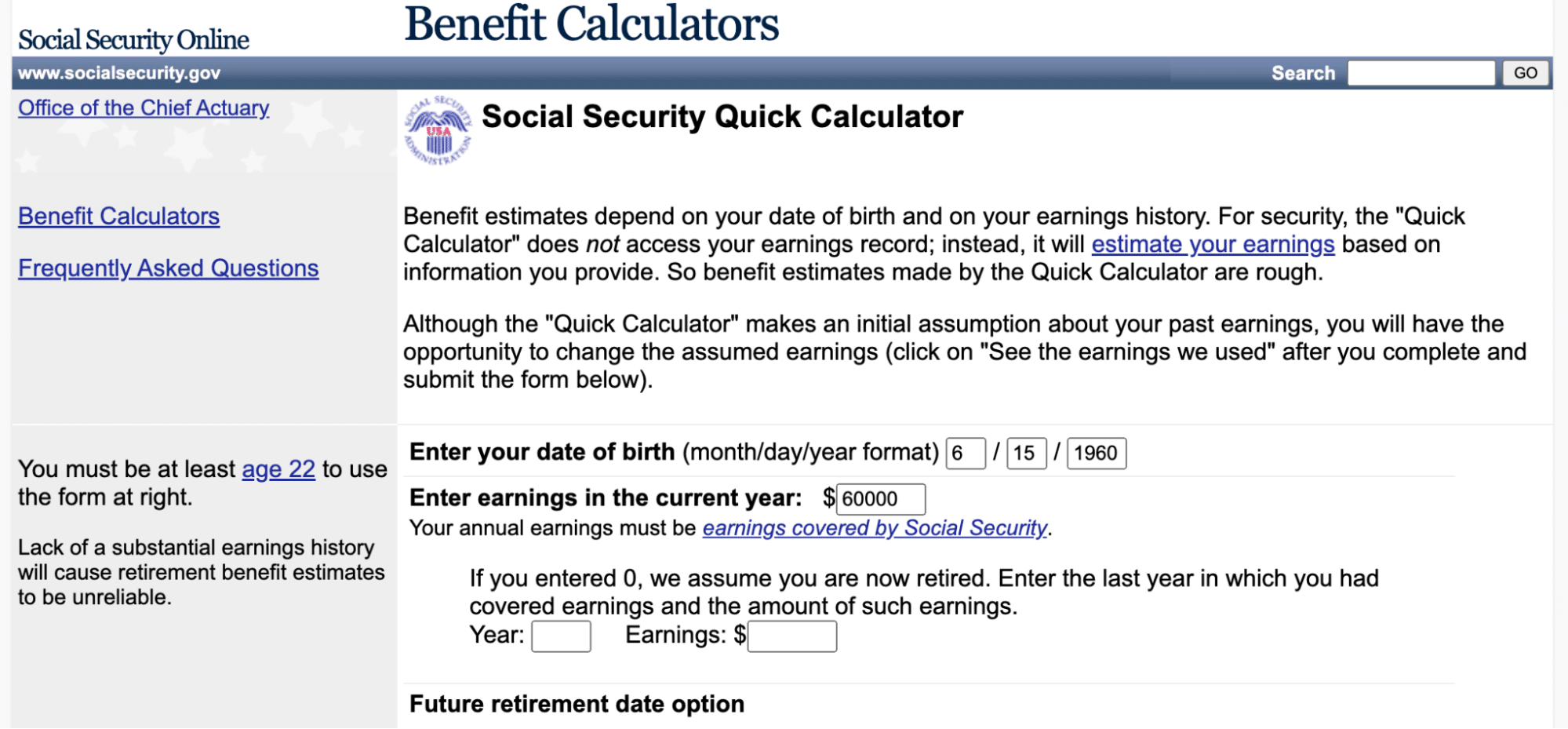 Benefits Calculator